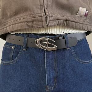 Chrome Star Black Silver Belt – Futuristic Grunge Emo Style, Unisex, Brand New